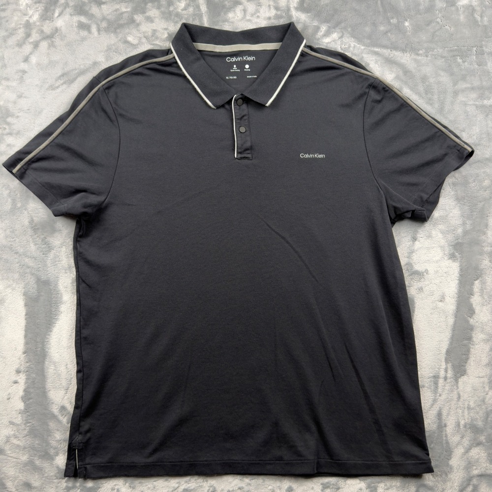 Calvin Klein Mens XL Gray Quick Dry Wicking Short Sleeve Polo Shirt